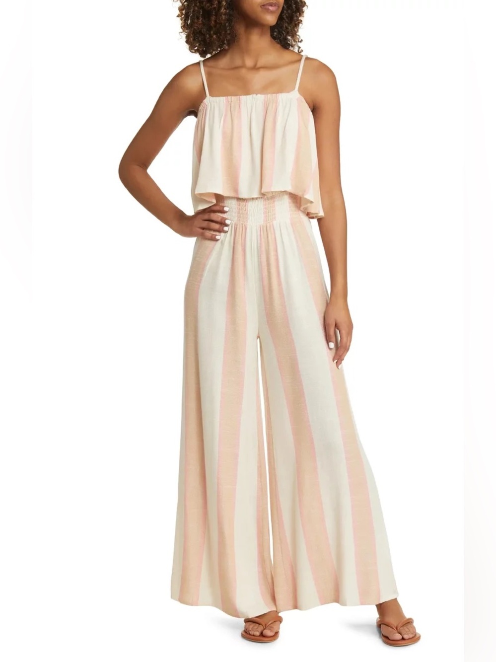 Rip Curl La Quinta Popover Stripe Wide Leg Jumpsuit XS